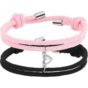 Couple Matching Bracelets, Bf and Gf Bracelets,   Bracelet,Stretch Adjustable Braid Bead Bracelets  for Him and Her
