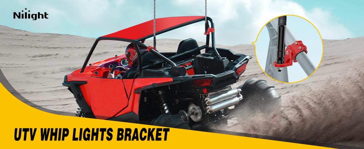 Nilight Powder Coated UTV Flag Antenna & Whip Light Mounting Bracket - 12.5mm Bolt-On Heavy Duty Red Adjustable Automotive Accessory, Fits 1.5"-1.75" & 1.75"-2" Tubes for Polaris RZR Ranger, Can Am Maverick X3 Talon Car Gadget Nilight Powder Coated UTV Flag Antenna & Whip Light Mounting Bracket - 12.5mm Bolt-On Heavy Duty Red Adjustable Automotive Accessory, Fits 1.5"-1.75" & 1.75"-2" Tubes for Polaris RZR Ranger, Can Am Maverick X3 Talon Car Gadget