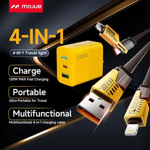 2-Pack Multiple Ports USB C/USB A Fast Charger Adapter with 4-in-1 USB C Cable 5FT Fast Charging Cord,  Compatible with iPhone17/16/15/14/13/12/Pro Max iPad Samsung