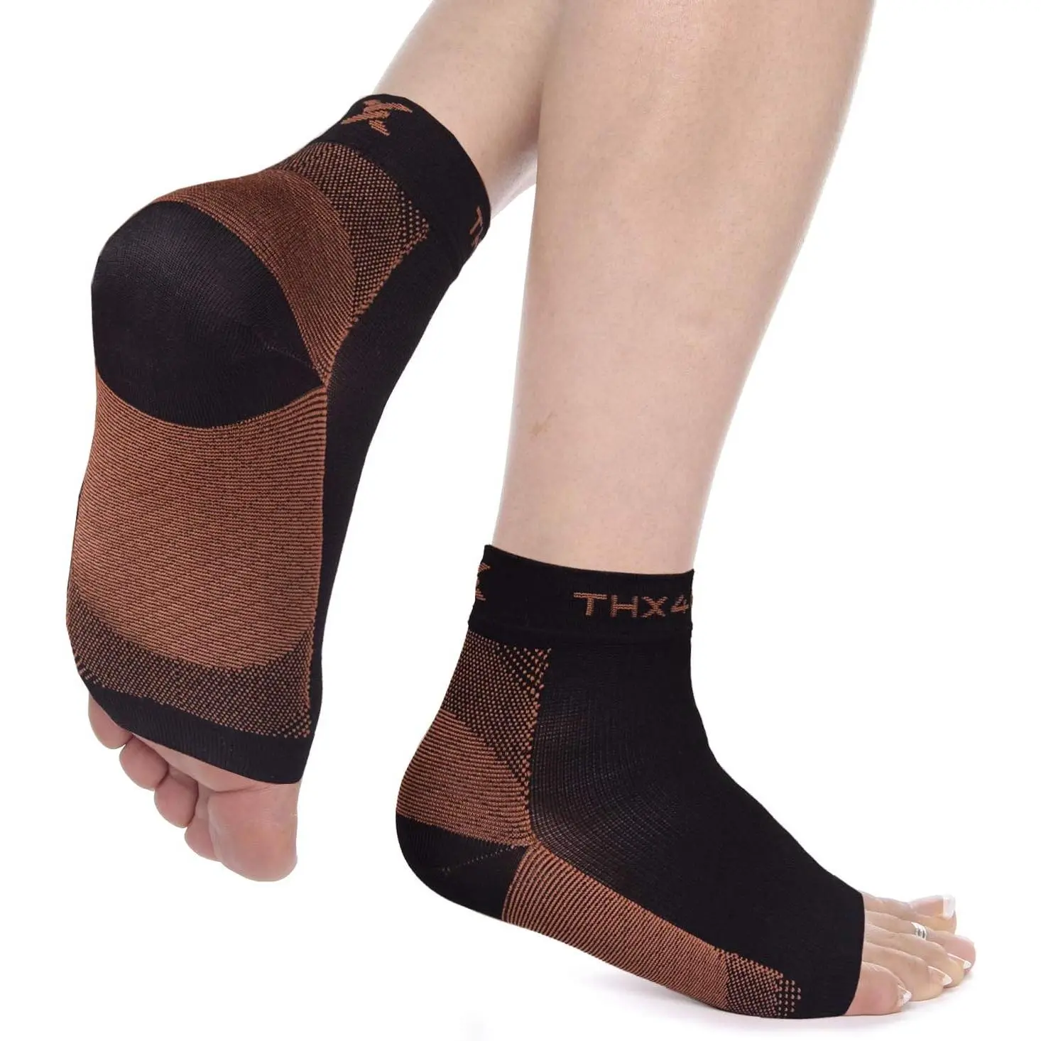 Copper Nylon Compression Plantar Fasciitis Socks with Arch Support, Ankle Sleeve for Arch Pain Relief, Swelling Reduction & Heel Spurs - PAIR, Compression Sock