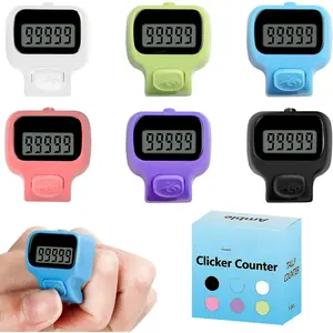Clicker Counter, Tally Counter, 6 Pack  Finger Clicker for Knitting, Crochet, Stitch, Golf, Fishing, Lap, Goods Counting