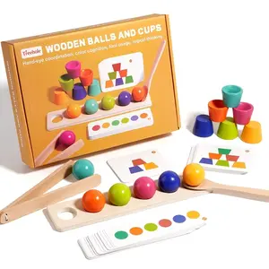 Wooden Color Sorting Matching Toy, Shape Sorter, Cognitive Pairing Hand-Eye Coordination Fine Motor Skills Training Game, Easter Halloween Christmas Gift