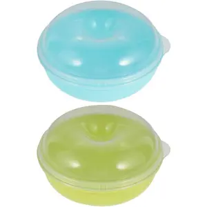 Alipis Airtight Bread Box Set of 2 Portable 4.92X4.92X2.55 Inch Microwaveable Bread Container with Lid for Bagels Donuts and Kitchen Food Storage