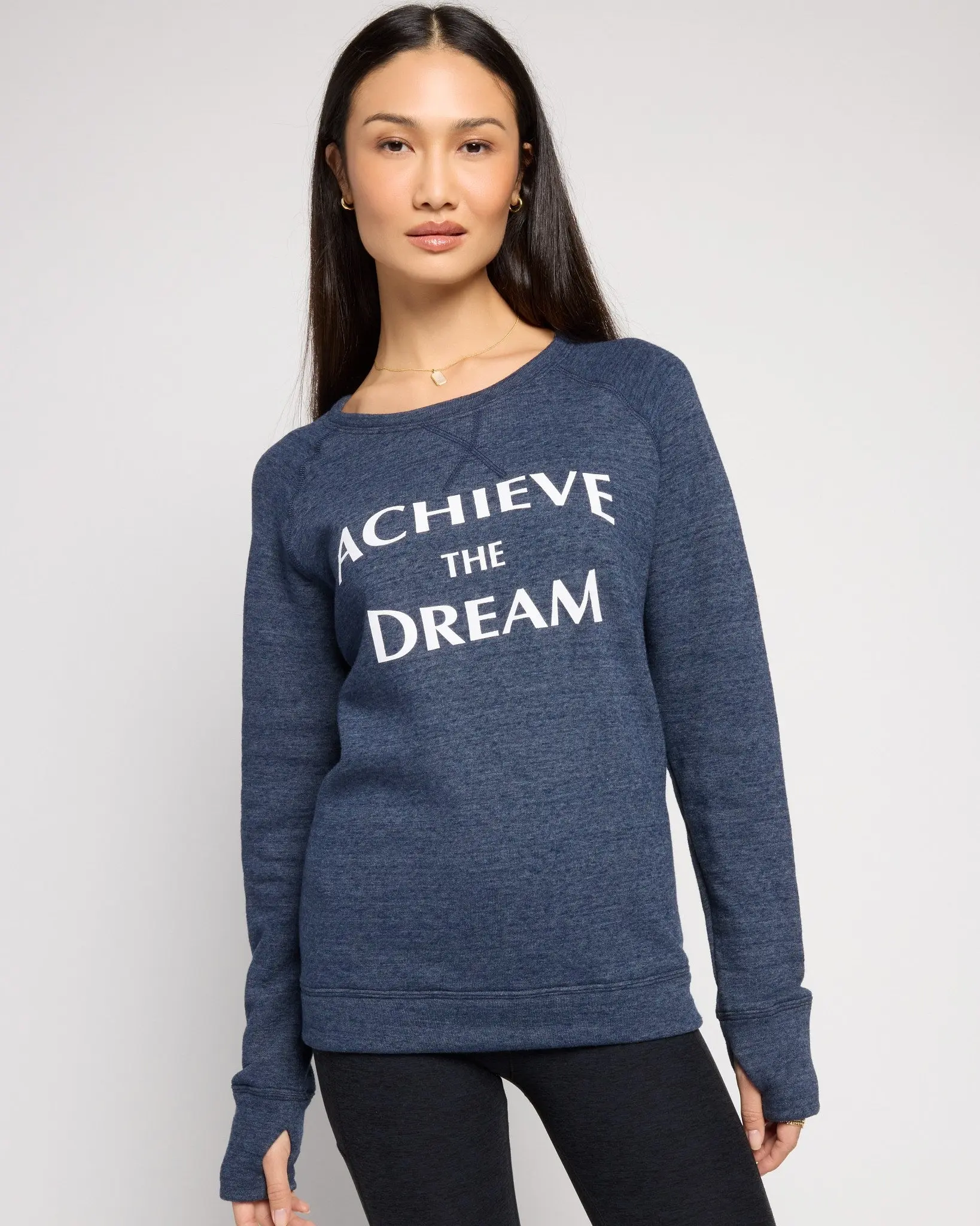 Women's Bold Graphic Sweatshirt - Sporty Chic, Casual Pull-On Pullover Top with Thumbholes, Long Raglan Sleeves, Soft Fabric