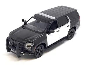 2025 Chevrolet Tahoe Police Pursuit Vehicle – Plain Black and White Two-tone (Law Enforcement and Public Service) Diecast 1:24 Scale Model - Motormax 76816BKWH