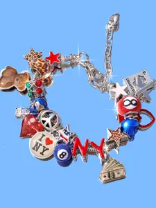 Love New York Travel Charm Bracelet, Peaceful Bear Heart Letter Bracelet, Cute Cherry Bracelet, Perfect Gift for Travelers, Initial Charm Bracelets, Fashionable Bracelet