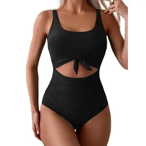 Women's Tummy Control Cutout One Piece Swimsuit Slimming Tie Knot Bathing Suit for Beach & Outdoor High-Quality Stretch Fabric Adjustable Straps & Padded Bra