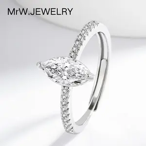 Marquise Zircon Ring for Women Engagement Adjustable Open Ring with Versatile Design and Comfortable Fit Ideal for Engagements Everyday Wear