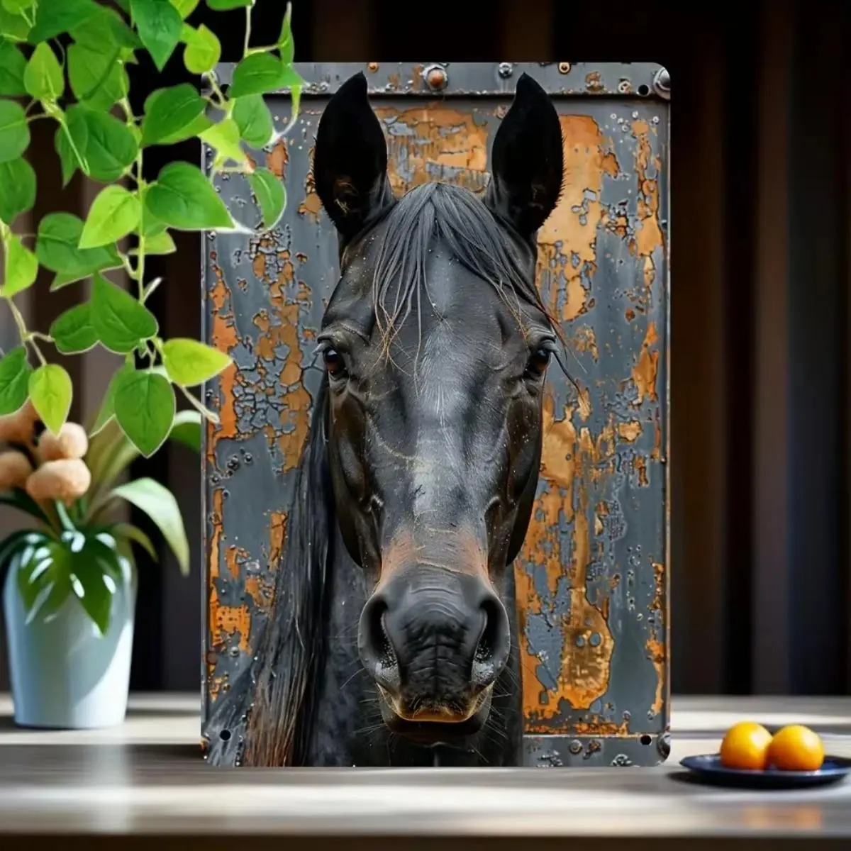 Vintage Horse Pattern Artistic Metal Wall Art Print, Vintage Prints, Decorative Wall Art, 1 Count Rustic Metal Wall Decor, Wall Art Decor for Home Living Room Bedroom Office, Ornaments, Decoration, Decoration Items