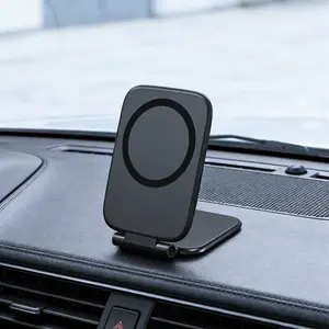 Ultra-Thin Foldable Magnetic Car Phone Mount,Shockproof, Strong Magnet Secure,270° Adhesive Cell Phone Holder for Your Car/Gym/Mirror Compatible with iPhone & Android