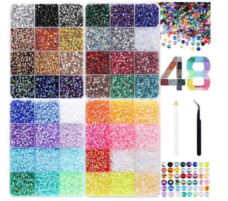 DIY Bedazzling Kit with Mixed  Tweezers,Pick up Pen and Gifted Tools for DIY Crafts Apparel Nail Art ，34000Pcs 40 different Jelly Synthetic Rhinestones for Bedazzling, 3mm Multicolor Resin Flatback Synthetic Gems for Diamond Art,  for Crafting bedazzled