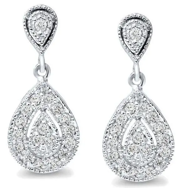 1/2ct Pear Shape Dangle Diamond Earrings 10K White Gold 1/2ct Pear Shape Dangle Diamond Earrings 10K White Gold