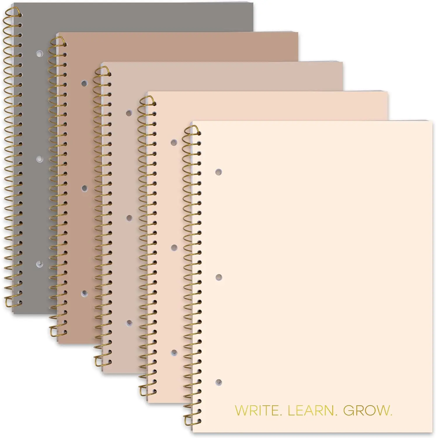5-Pack 140 Pages Gold Foiled Spiral College Ruled Notebook Set | Gold Foiled Spiral College Ruled Notebook Set - 5 Notebooks x 140 Pages for School, College & Work