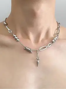 Men's Titanium Steel Choker Necklace, Geometric Star Design, Casual All-Season Jewelry, Unique Fashion Collar Chain