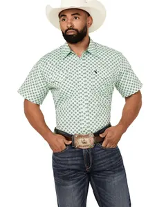 Rodeo Men's Clothing Boot Barn Geo Print Short Sleeve Snap Western Shirt - Ps100s-195