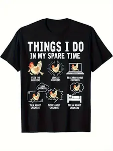 Funny Farm Chicken Lover T-Shirt - "Things I Do in My Spare Time" Chicken Farming Humor Tee - Heavyweight 220GSM Shirt for Farmers Chicken Owners - S-XXXL Sizes