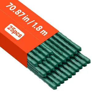 VEVOR Garden Stakes, 25 Pack, 70.87 inch, Plastic Coated Metal Tomato Stakes, Garden Sticks for Plants Support, with Pointed End and Non-Slip Bumps for Growing Climbing Plants, Outdoor Vegetables