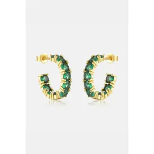 Inlaid Zircon C-Hoop Earrings