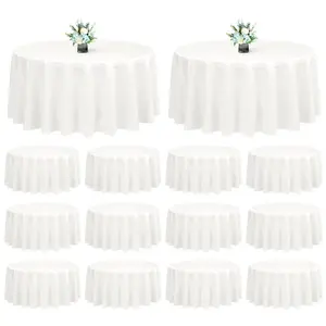 Showgeous 12-Pack 90" Round Tablecloths – Wrinkle-Resistant Polyester Table Covers for Weddings, Valentine’s Day Tables, Baby Showers, Birthday Parties, Family Gatherings & Outdoor Patio Events
