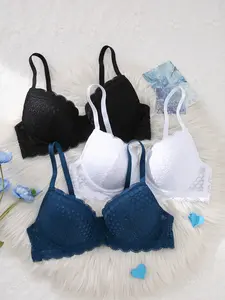 3PCS EssElegance Push-Up Jacquard Bra -Adjustable Support Straps & Wire-Free DailyComfort,Women's Lingerie