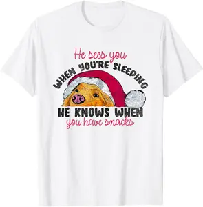 Retro He Sees You When You'Re Sleeping He Knows When You T-Shirt
