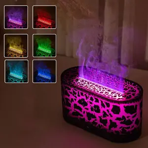 LED color changing flame crack aromatherapy machine, cold mist humidifier, adopting crack volcano design, suitable for home bedrooms, offices, home decoration, waterless automatic shutdown, holiday gifts