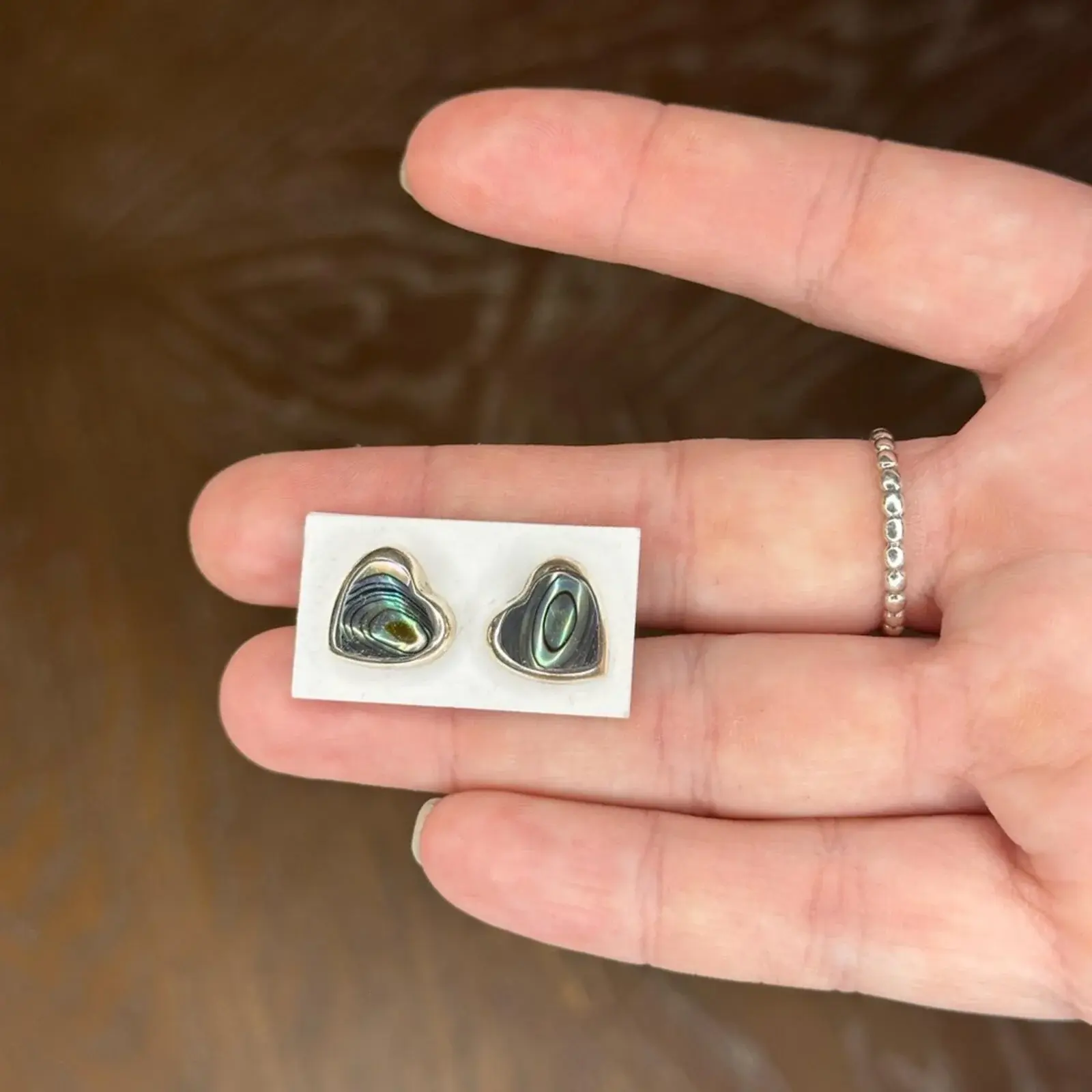 Heart-Shaped Abalone Shell Stud Earrings