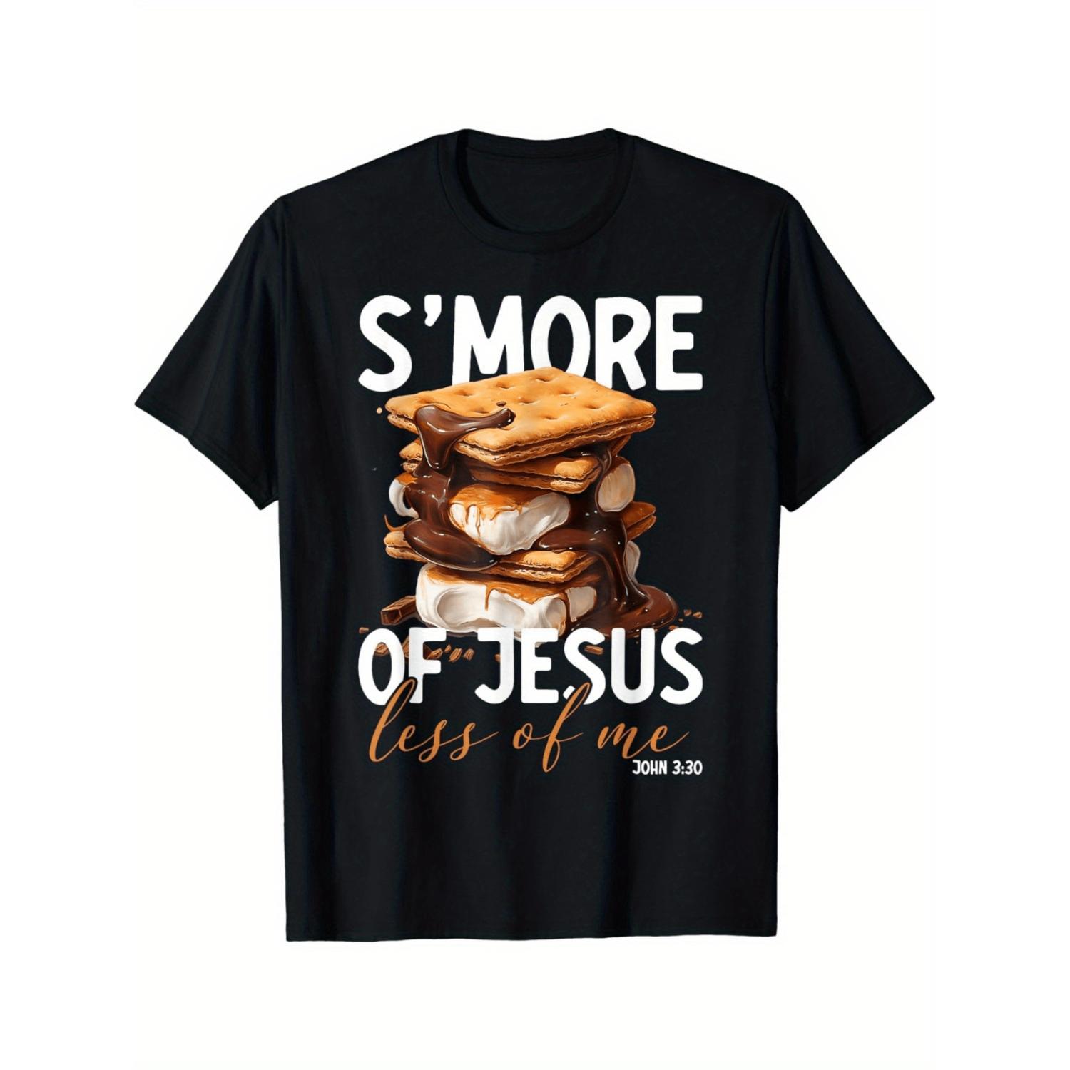 Drop Shoulder T Shirt Featuring a Little More Jesus and a Little Less Fun Christian Marshmallow Design