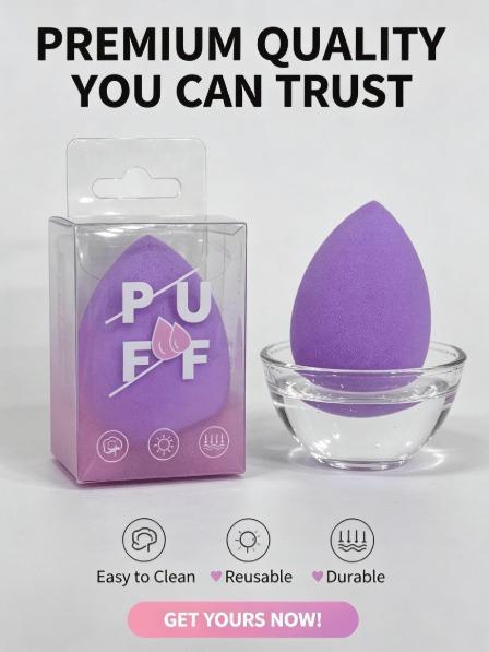 Purple Makeup Sponge Blender - 1 Pack, Wet & Dry Dual Use, Super Soft for Flawless Airbrush Makeup