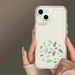 A175 Ring Poly Green Leaf Fresh Painted Phone Case for Couples Compatible with Iphone 16/16 Plus/16 Pro/16 Pro Max, Iphone 15/15 Plus/15 Pro/15 Pro Max, Iphone 14/14 Plus/14 Pro/14 Pro Max, Iphone 13/13 Mini/13 Pro/13 Pro Max, Iphone 12/12 Mini/12 Pro/12