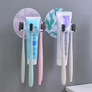 Bathroom Accessories Disc Multicard Slot Toothbrush Holder Rack Toothbrush Organizer Hanging Set (Strawberry)