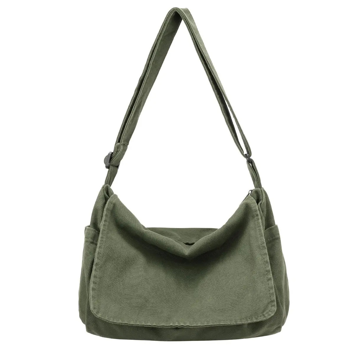 ALIKPOP Vintage Canvas Messenger Bag - Women's Unisex Aesthetic Crossbody Shoulder Bag with Adjustable Strap, High-Capacity Lightweight Casual Satchel