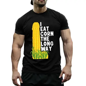 I Eat Corn The Long Way Funny Meme T-Shirt Viral Relatable Humor Casual Outfit Daily Joke Tee For Talking Piece