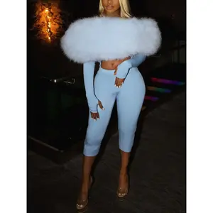 Women's Fall Fashion Streetwear Plush Patchwork Bodycon Fitted Long Sleeve Crop Jumpsuit, Trendy Casual One-Piece for Daily Wear