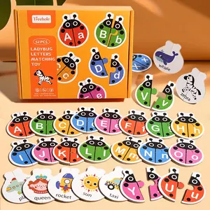 Colorful Beetle Shape Word Puzzle Toy, Includes 52 Word Cards, Suitable for Kids Ages 3-6, Home Learning, Cognitive Development