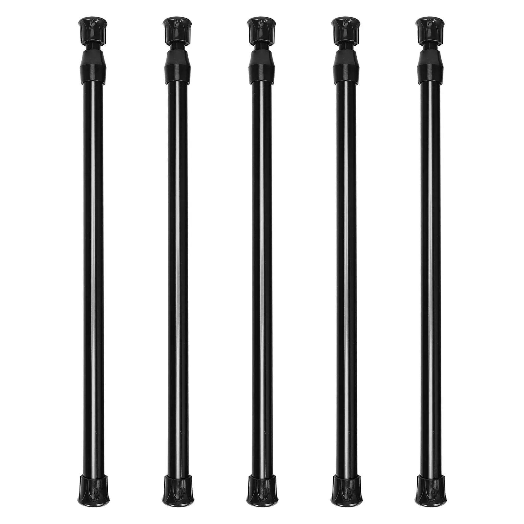 5-Pack Extendable Tension Cupboard Bars (30-50cm/11.81-20in) - Black Household Appliance Accessory, Spring Curtain Rods for DIY Projects