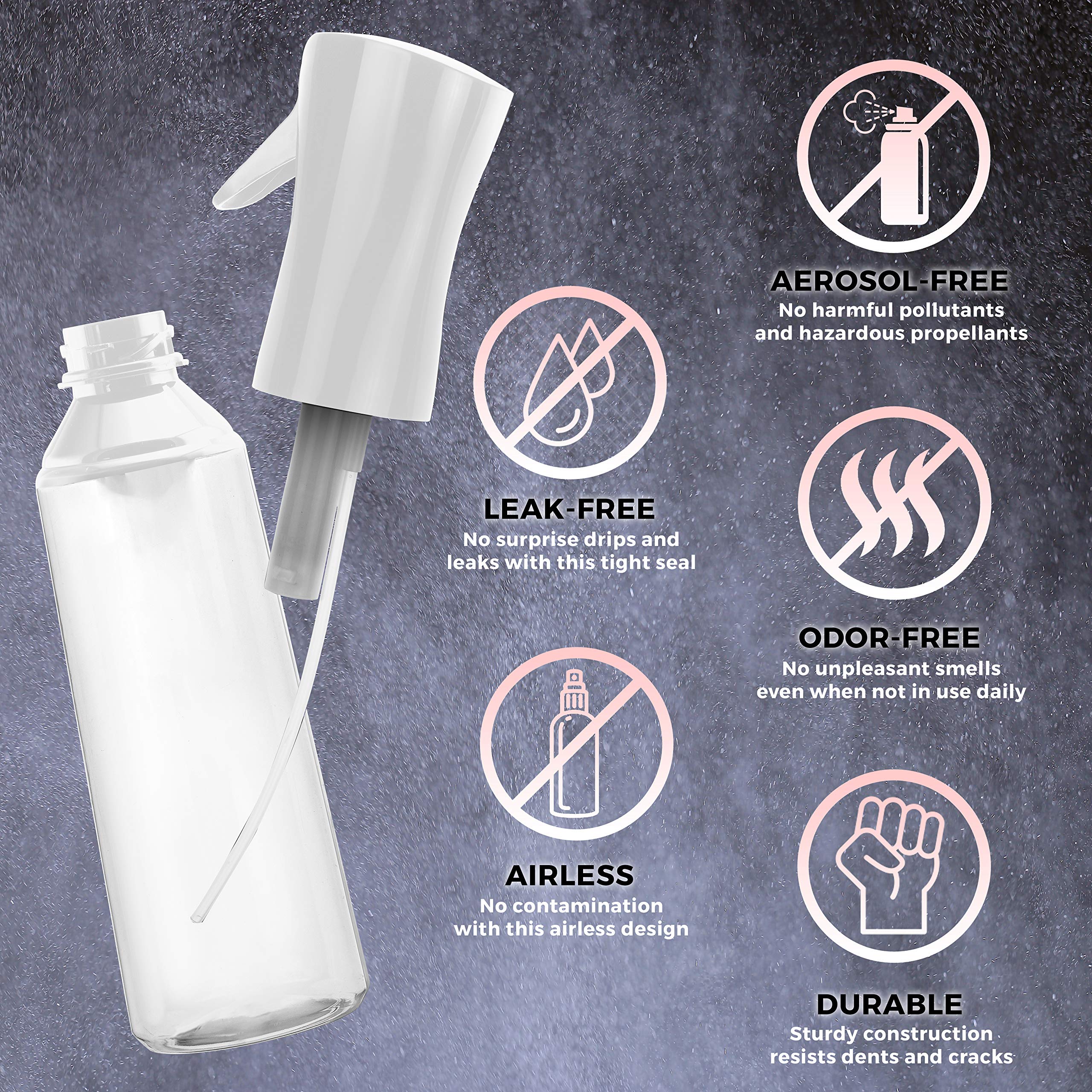6.76Oz Ultra-Fine Continuous Water Spray Bottle, Handheld Mister for Steamer Iron and Fabric Steamer, Setting Spray and Furniture or Hair Styling Water Sprayer for Home and Travel
