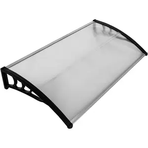 58.5" Outdoor Clear Door Awning Patio Window Cover Polycarbonate Rain & Snow Protection, Modern Hollow Sheet with UV Protection Cover, Window Door Awning Canopy,Transparent/Black-Edge