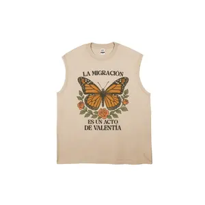 Immigrant Butterfly Pattern Men's vintage washed pure cotton vest