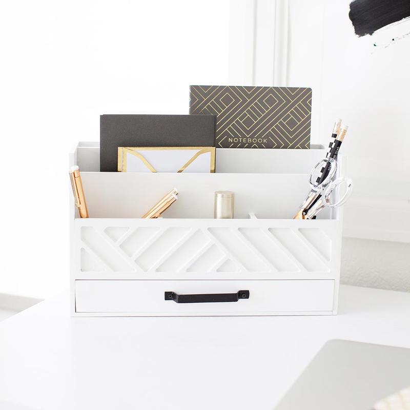 BLU MONACO Wood Desk Organizer with Drawer - Bill Mail Storage Organizer and Sorter for Storage, Countertop and Kitchen - 11.875 x 7.5