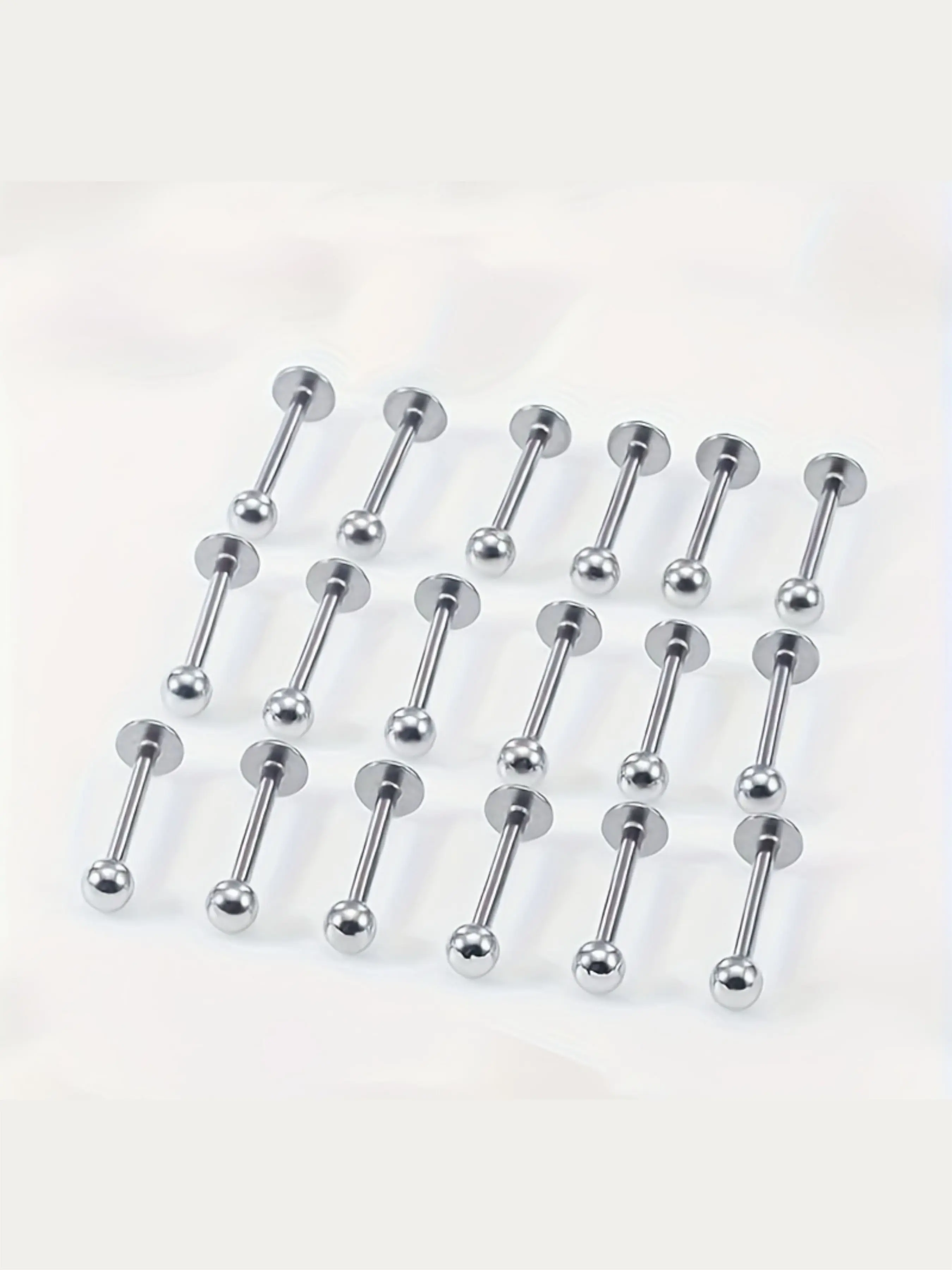 Set of 18pcs 16G Lip Labret Rings, Body Piercing Jewelry, Suitable for Men And Women, Made from Surgical 304 Stainless Steel, Includes Studs for Tragus, Helix, Cartilage, Tongue, Cheek Piercings, with Bar Lengths of 6Mm, 8Mm, 10Mm, 12Mm