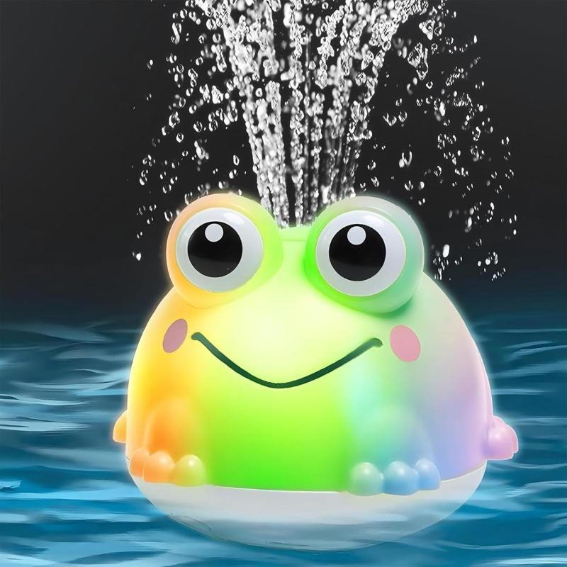 Flashing Frog Automatic Spray Light Up Bath Toy Engaging Water Toy for 1-3 Year Olds Bathtub Kiddie Pool
