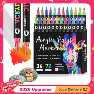 [Spring Glow Up] 96/72/48 Color Dual Tip Acrylic Paint Pens Markers, Brush and Fine Tip, Premium Paint Pens for Various Surfaces, Acrylic Paint Markers, Markers for Coloring, Art Supplies, Acrylic Marker, Coloring Supplies