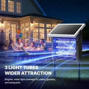Waterproof 3500V Solar Bug Zapper,High Power Cordless Mosquito Zapper Dual Solar & USB Rechargeable Insect Killer for Patio, Garden, Backyard, Outdoor Use