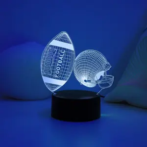 3D Football & Helmet Design Night Light, USB Powered Creative Desktop Lamp, Decorative Light for Home Bedroom Living Room Light Up