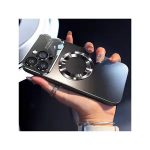 New Desert Titanium Luxury Matte Magnetic Wireless Charging Phone Case For IPhone 16 15 14 13 12 11 Pro Max 16Pro Case With Glass Lens Protector Soft Bumper Shockproof 16 Series Cover