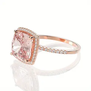 925 Sterling Silvery 5 Carat Morgan Pink Fat Square 10 * 10 moissanite Wedding Ring for Women High Carbon Stone Ring Women'S High Sense Engagement Anniversary Christmas Valentine'S Day Birthday Gift engagement ring nugget ring engagementrings