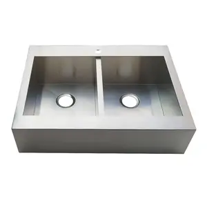 Gourmetier  Modern Edinburg Drop-In 36 in. Double Bowl Kitchen Sink - Brushed