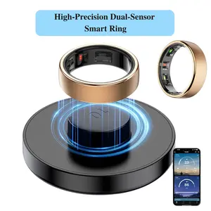 2026 R10 Wireless Fast Charging Smart Ring for Women&Men | Fully Sealed | Brushed Premium Durable Health Tracker | Fitness,Sleep, HR,SpO2,Stress, Body Temperature & Menstrual Monitor | No Subscription Fee, iOS Android,High-precision Sensor  Wearable