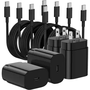 Type C Charger Fast  for  Galaxy S25 S24 S23 S22 Note 20,4Pack 25W Super USB C Fast Charger Block with (6ft+10ft) x2 Cables for  15/16 Pro Max/Plus, Android Phones - Black
